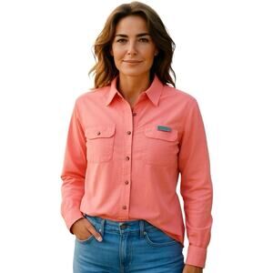 Columbia Shirt Womens Size XL Peach Long Sleeve Button Up PFG Fishing